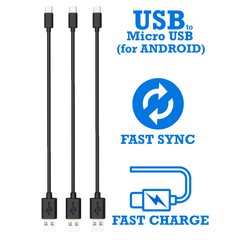 Короткі кабелі USB to microUSB для швидкої зарядки та передачі даних, TIMSTOOL, 3шт