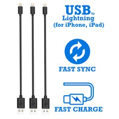 Короткі кабелі USB to Lightning для швидкої зарядки та передачі даних, TIMSTOOL, 3шт