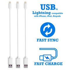 Короткие кабели USB to Lightning для быстрой зарядки и передачи данных,  TIMSTOOL, 3шт